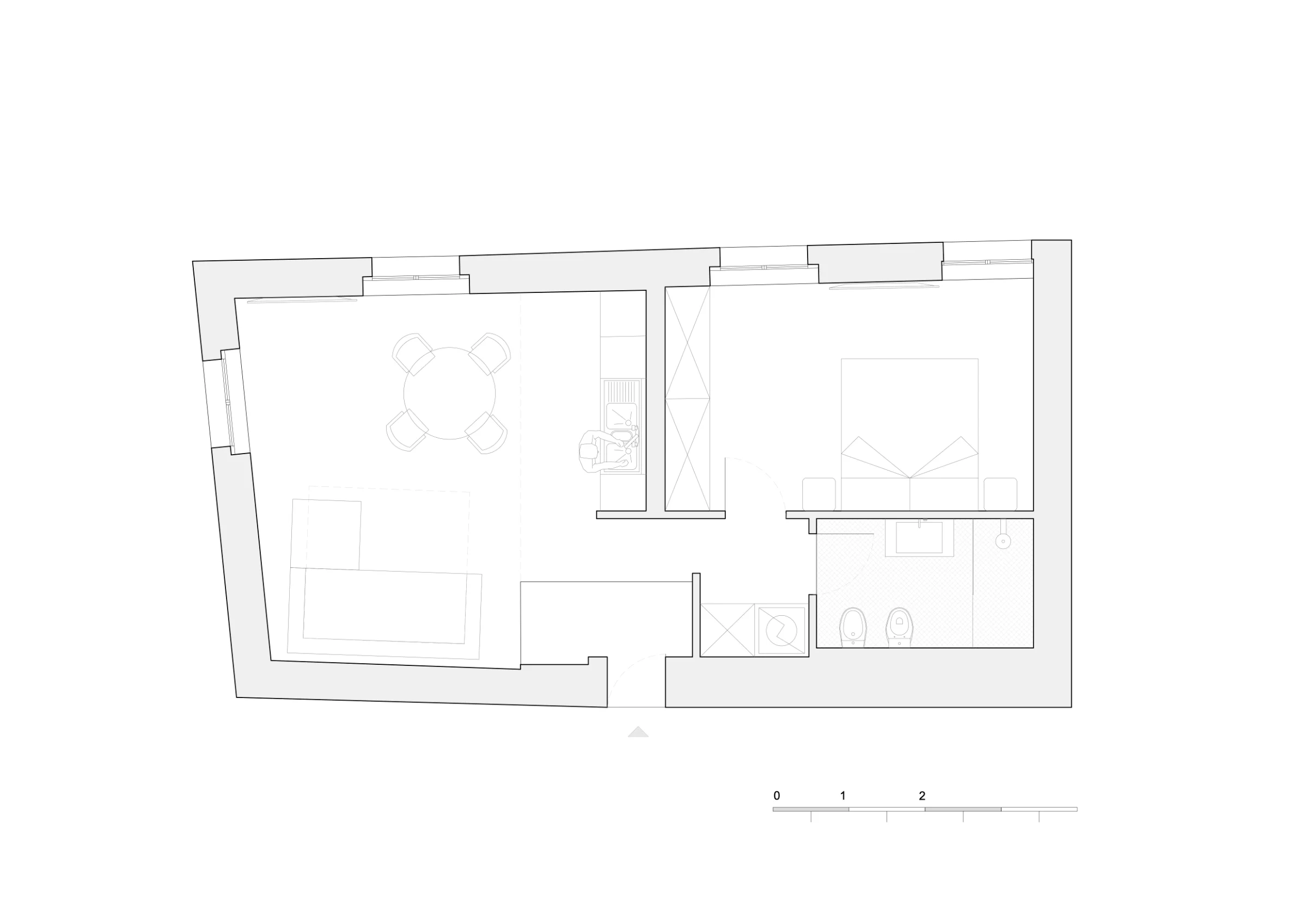 Casa Museo Romeo, one-bedroom — floor plan